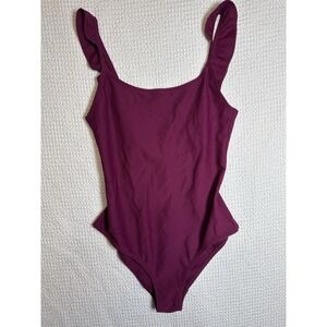 Princesse Tam Tam Textured Ruffle Strap One Piece Swimsuit Purple Size S